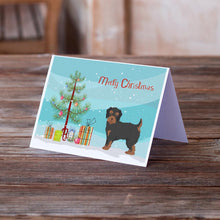 Load image into Gallery viewer, Yorkiepoo #1 Christmas Tree Greeting Cards -  Blank Note Cards – 8-Pack of Artist-Designed Cards with Envelopes