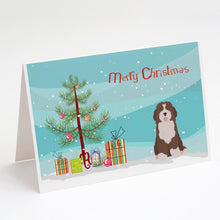 Load image into Gallery viewer, Bernedoodle #2 Christmas Tree Greeting Cards -  Blank Note Cards – 8-Pack of Artist-Designed Cards with Envelopes
