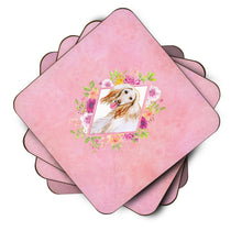 Load image into Gallery viewer, Afghan Hound Pink Flowers Coasters - Set of 4 Lightweight Foam, Absorbent Drink Coasters  CK4110FC