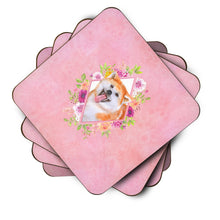 Load image into Gallery viewer, Akita Pink Flowers Coasters - Set of 4 Lightweight Foam, Absorbent Drink Coasters  CK4111FC