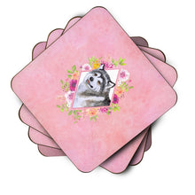 Load image into Gallery viewer, Alaskan Malamute Pink Flowers Coasters - Set of 4 Lightweight Foam, Absorbent Drink Coasters  CK4112FC