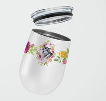 Load image into Gallery viewer, Alaskan Malamute Pink Flowers Stainless Steel 12 oz Stemless Wine Glass CK4112TBL12