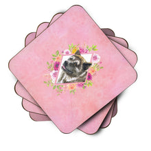 Load image into Gallery viewer, Akita Pink Flowers Coasters - Set of 4 Lightweight Foam, Absorbent Drink Coasters  CK4113FC