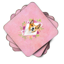 Load image into Gallery viewer, Basenji Pink Flowers Coasters - Set of 4 Lightweight Foam, Absorbent Drink Coasters  CK4115FC