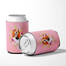 Load image into Gallery viewer, Basset Hound Pink Flowers Can or Bottle Hugger CK4116CC
