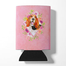 Load image into Gallery viewer, Basset Hound Pink Flowers Can or Bottle Hugger CK4116CC