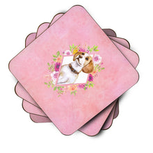 Load image into Gallery viewer, Beagle Pink Flowers Coasters - Set of 4 Lightweight Foam, Absorbent Drink Coasters  CK4117FC