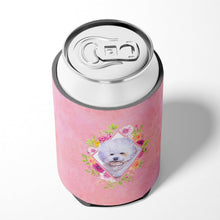Load image into Gallery viewer, Bichon Fris? #2 Pink Flowers Can or Bottle Hugger CK4120CC