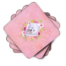 Load image into Gallery viewer, Bichon Fris? #2 Pink Flowers Coasters - Set of 4 Lightweight Foam, Absorbent Drink Coasters  CK4120FC