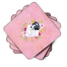 Load image into Gallery viewer, Borzoi Pink Flowers Coasters - Set of 4 Lightweight Foam, Absorbent Drink Coasters  CK4122FC