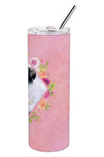 Load image into Gallery viewer, Borzoi Pink Flowers Double Walled Stainless Steel 20 oz Skinny Tumbler CK4122TBL20