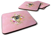 Load image into Gallery viewer, Brussels Griffon Pink Flowers Coasters - Set of 4 Lightweight Foam, Absorbent Drink Coasters  CK4123FC