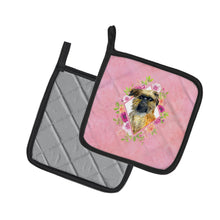Load image into Gallery viewer, Brussels Griffon Pink Flowers Pot Holders - Set of 2 - Heat-Resistant Kitchen Essentials CK4123PTHD