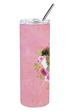 Load image into Gallery viewer, Brussels Griffon Pink Flowers Double Walled Stainless Steel 20 oz Skinny Tumbler CK4123TBL20