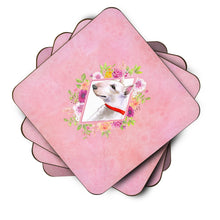 Load image into Gallery viewer, Bull Terrier Pink Flowers Coasters - Set of 4 Lightweight Foam, Absorbent Drink Coasters  CK4124FC