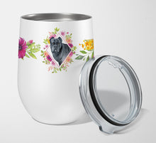 Load image into Gallery viewer, Cane Corso Pink Flowers Stainless Steel 12 oz Stemless Wine Glass CK4125TBL12