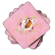 Load image into Gallery viewer, Cavalier King Charles Spaniel Pink Flowers Coasters - Set of 4 Lightweight Foam, Absorbent Drink Coasters  CK4126FC