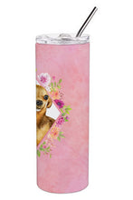 Load image into Gallery viewer, Chihuahua #1 Pink Flowers Double Walled Stainless Steel 20 oz Skinny Tumbler CK4128TBL20
