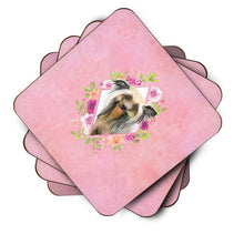 Load image into Gallery viewer, Chinese Crested Pink Flowers Coasters - Set of 4 Lightweight Foam, Absorbent Drink Coasters  CK4130FC