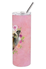 Load image into Gallery viewer, Chinese Crested Pink Flowers Double Walled Stainless Steel 20 oz Skinny Tumbler CK4130TBL20