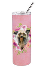 Load image into Gallery viewer, Chinese Crested Pink Flowers Double Walled Stainless Steel 20 oz Skinny Tumbler CK4130TBL20
