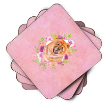 Load image into Gallery viewer, Chow Chow #1 Pink Flowers Coasters - Set of 4 Lightweight Foam, Absorbent Drink Coasters  CK4131FC