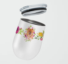 Load image into Gallery viewer, Chow Chow #1 Pink Flowers Stainless Steel 12 oz Stemless Wine Glass CK4131TBL12