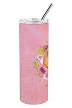 Load image into Gallery viewer, Chow Chow #1 Pink Flowers Double Walled Stainless Steel 20 oz Skinny Tumbler CK4131TBL20