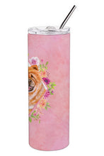 Load image into Gallery viewer, Chow Chow #1 Pink Flowers Double Walled Stainless Steel 20 oz Skinny Tumbler CK4131TBL20