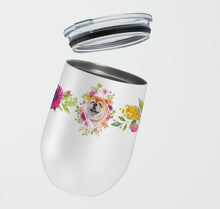 Load image into Gallery viewer, Chow Chow #2 Pink Flowers Stainless Steel 12 oz Stemless Wine Glass CK4132TBL12
