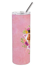 Load image into Gallery viewer, Cocker Spaniel #2 Pink Flowers Double Walled Stainless Steel 20 oz Skinny Tumbler CK4133TBL20