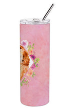 Load image into Gallery viewer, Cocker Spaniel #2 Pink Flowers Double Walled Stainless Steel 20 oz Skinny Tumbler CK4133TBL20