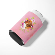 Load image into Gallery viewer, Dachshund Red #1 Pink Flowers Can or Bottle Hugger CK4134CC