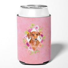 Load image into Gallery viewer, Dachshund Red #2 Pink Flowers Can or Bottle Hugger CK4135CC