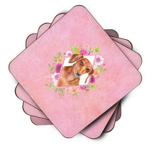 Load image into Gallery viewer, Dachshund Red #2 Pink Flowers Coasters - Set of 4 Lightweight Foam, Absorbent Drink Coasters  CK4135FC