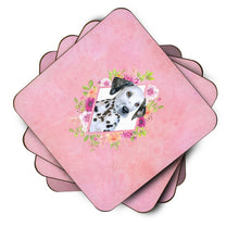 Load image into Gallery viewer, Dalmatian Puppy Pink Flowers Coasters - Set of 4 Lightweight Foam, Absorbent Drink Coasters  CK4136FC