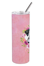 Load image into Gallery viewer, Dalmatian Puppy Pink Flowers Double Walled Stainless Steel 20 oz Skinny Tumbler CK4136TBL20