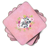 Load image into Gallery viewer, Dalmatian Pink Flowers Coasters - Set of 4 Lightweight Foam, Absorbent Drink Coasters  CK4137FC
