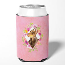 Load image into Gallery viewer, Doberman Pinscher Pink Flowers Can or Bottle Hugger CK4138CC