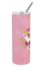 Load image into Gallery viewer, Doberman Pinscher Pink Flowers Double Walled Stainless Steel 20 oz Skinny Tumbler CK4138TBL20
