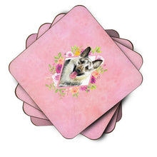 Load image into Gallery viewer, Eastern German Shepherd Pink Flowers Coasters - Set of 4 Lightweight Foam, Absorbent Drink Coasters  CK4139FC