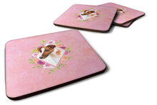 Load image into Gallery viewer, Jack Russell Terrier Pink Flowers Coasters - Set of 4 Lightweight Foam, Absorbent Drink Coasters  CK4141FC