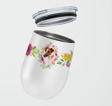 Load image into Gallery viewer, Jack Russell Terrier Pink Flowers Stainless Steel 12 oz Stemless Wine Glass CK4141TBL12