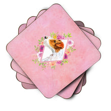 Load image into Gallery viewer, Jack Russell Terrier #2 Pink Flowers Coasters - Set of 4 Lightweight Foam, Absorbent Drink Coasters  CK4142FC