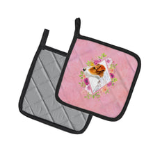 Load image into Gallery viewer, Jack Russell Terrier #2 Pink Flowers Pot Holders - Set of 2 - Heat-Resistant Kitchen Essentials CK4142PTHD