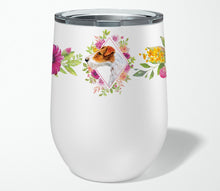 Load image into Gallery viewer, Jack Russell Terrier #2 Pink Flowers Stainless Steel 12 oz Stemless Wine Glass CK4142TBL12