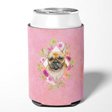 Load image into Gallery viewer, Fawn French Bulldog Pink Flowers Can or Bottle Hugger CK4144CC