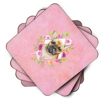 Load image into Gallery viewer, Fawn French Bulldog Pink Flowers Coasters - Set of 4 Lightweight Foam, Absorbent Drink Coasters  CK4144FC