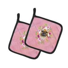 Load image into Gallery viewer, Fawn French Bulldog Pink Flowers Pot Holders - Set of 2 - Heat-Resistant Kitchen Essentials CK4144PTHD