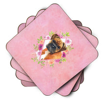 Load image into Gallery viewer, German Boxer Pink Flowers Coasters - Set of 4 Lightweight Foam, Absorbent Drink Coasters  CK4145FC